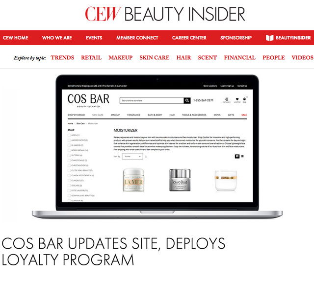 Cos Bar Updates Site, Deploys Loyalty Program